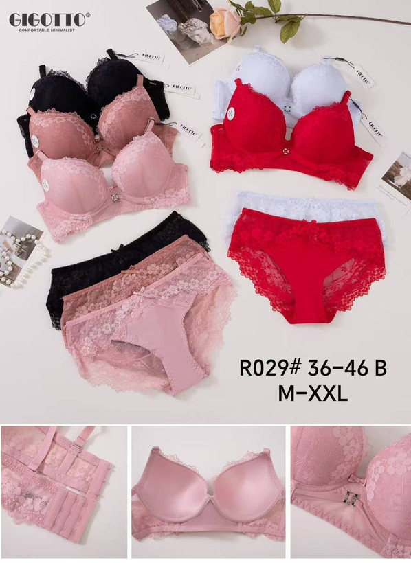 ست شورت و سوتین اسفنجی لایه نازک گیپور برند گیگوتو کد R029